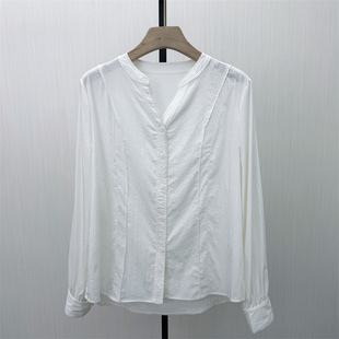 衬衫 艾W 长袖 新品 女纯色基础宽松休闲通勤百搭上衣2438 2026春季