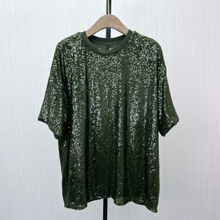 T恤女设计感小众款 艾 亮片短袖 新品 宽松慵懒上衣359 2025夏季