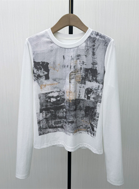 S●2026春季新品 印花长袖T恤女休闲修身显瘦百搭打底衫上衣322
