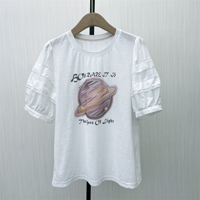 C●2025夏季新品 印花短袖T恤女宽松休闲百搭显瘦打底上衣1529