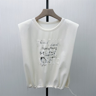印花T恤女休闲宽松百搭显瘦无袖 新品 背心上衣1169 2026春季