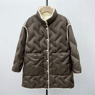 双面穿羽绒服女中长款 新品 轻便保暖白鸭绒外套1630 2025冬季 司