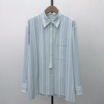 fei●2026春季新品 慵懒风条纹衬衫女休闲宽松中长款长袖上衣5188