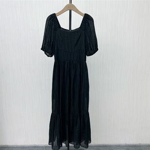 法式 新品 方领连衣裙女气质显瘦小清新a字茶歇裙907 2025秋季