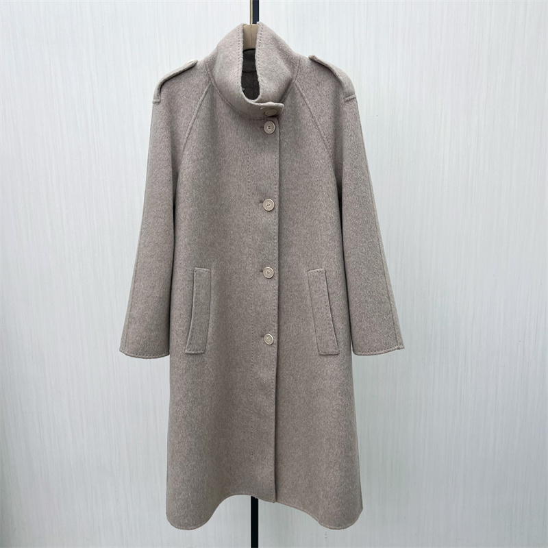 恩●2025冬季新品 双面呢大衣女长款气质宽松绵羊毛呢子外套869