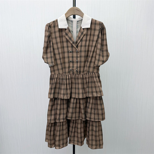 格纹连衣裙女气质显瘦通勤百搭a字裙衬衫 新品 裙685 2026夏季