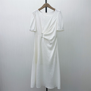 恩●2026夏季新品 法式短袖连衣裙女气质简约显瘦小清新长裙711