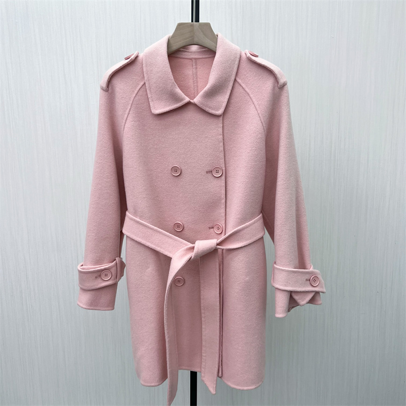 品牌折扣●2025冬季新 双面羊毛大衣女中长款气质双排扣毛呢外套