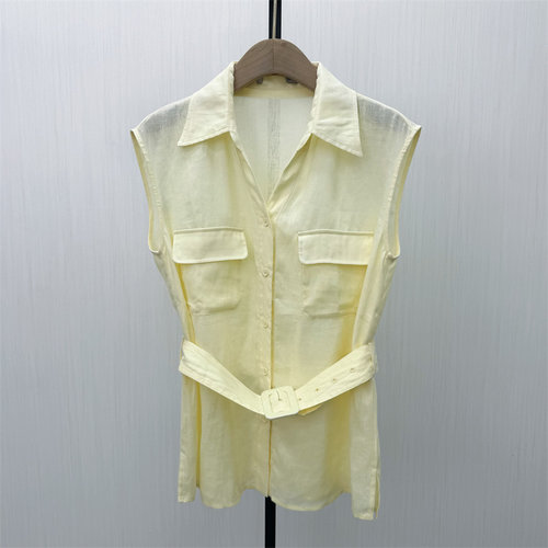 香●2026夏季新品 无袖亚麻衬衫女气质宽松简约百搭显瘦上衣4549