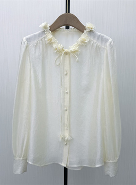 良月●2026春季新品 法式长袖衬衫女小众气质别致宽松上衣3046