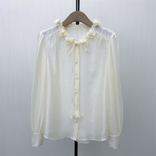 良月●2026春季新品 法式长袖衬衫女小众气质别致宽松上衣3046