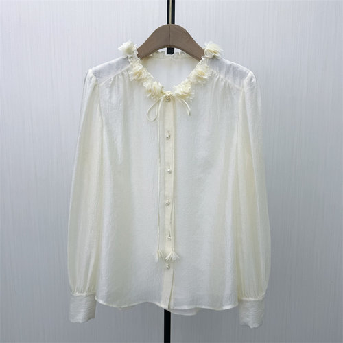 良月●2026春季新品 法式长袖衬衫女小众气质别致宽松上衣3046