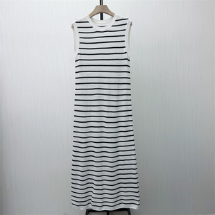 条纹针织长裙女气质打底显瘦背心连衣裙1176 新品 迪 2026春季