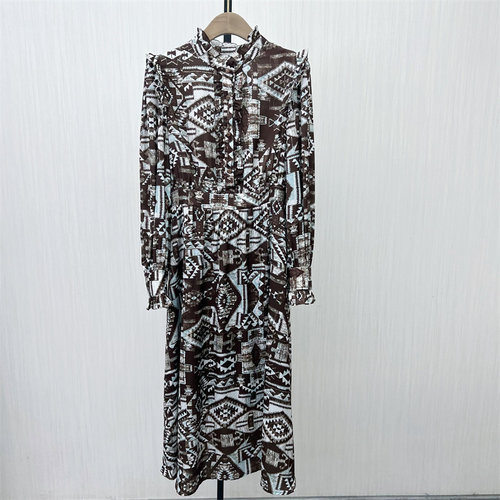 文●2025冬季新品 法式印花连衣裙女气质淑女别致茶歇裙长裙597