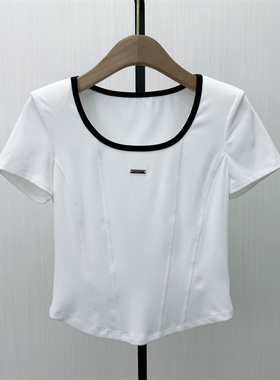 良月●2026夏季新品 纯色T恤女简约日常百搭修身显瘦短袖上衣6213