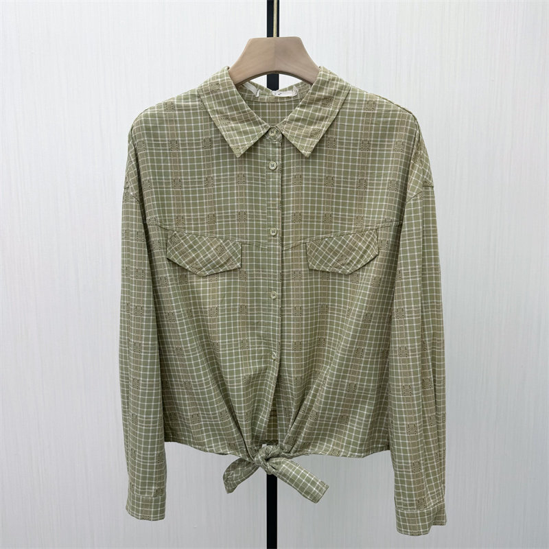 C●2026春季新品 复古格纹衬衫女休闲通勤宽松百搭长袖上衣1087图片