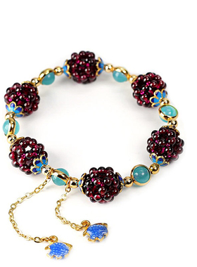 精美正品天然石榴石手链 经红色石榴石四季平安手链 天河石手链女