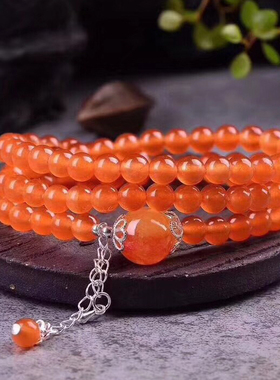 红玛瑙多层橘黄色百搭水晶手链
