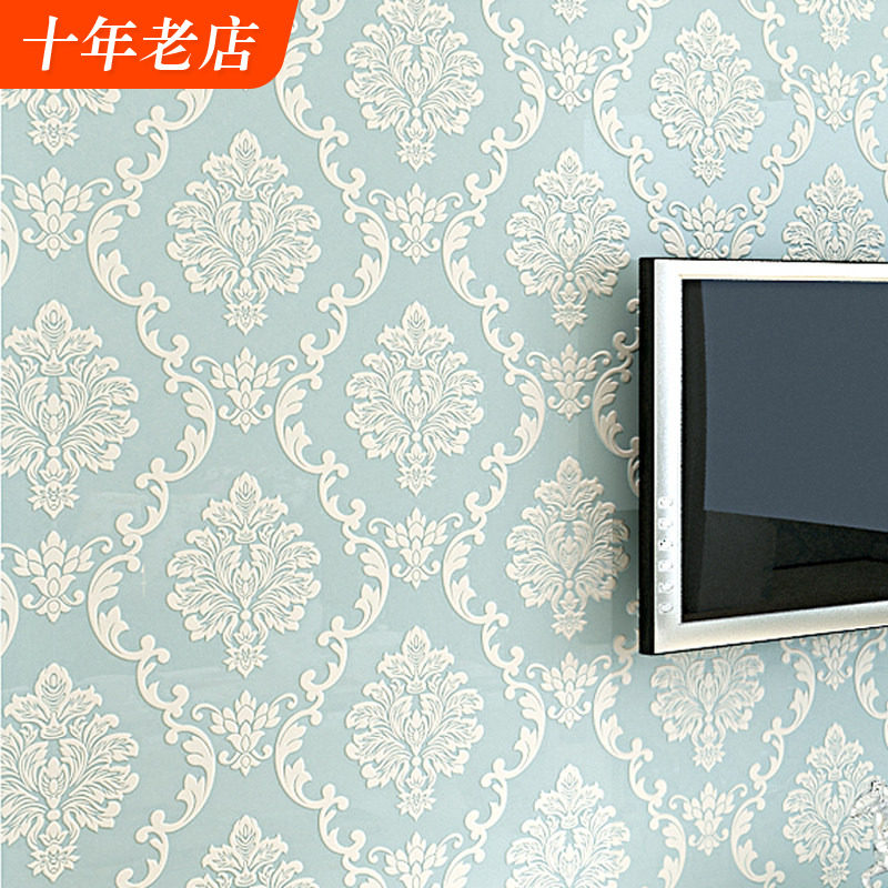 欧式奢华3d立体无纺布墙纸卧室 客厅电视背景墙大马士革浮雕壁纸