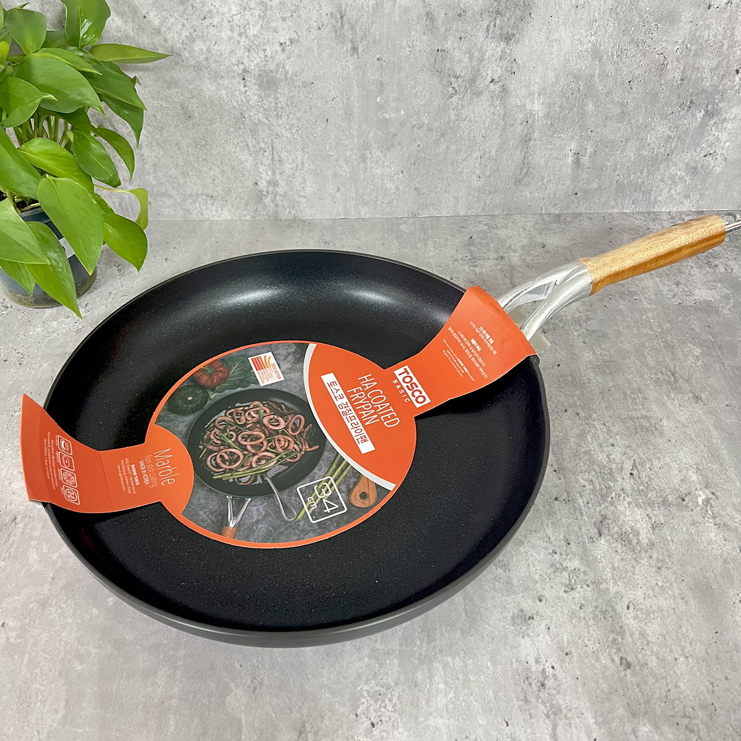 韩国TOSCO不沾大煎锅圆形料理煎锅煎鱼大锅商用平底锅36cm