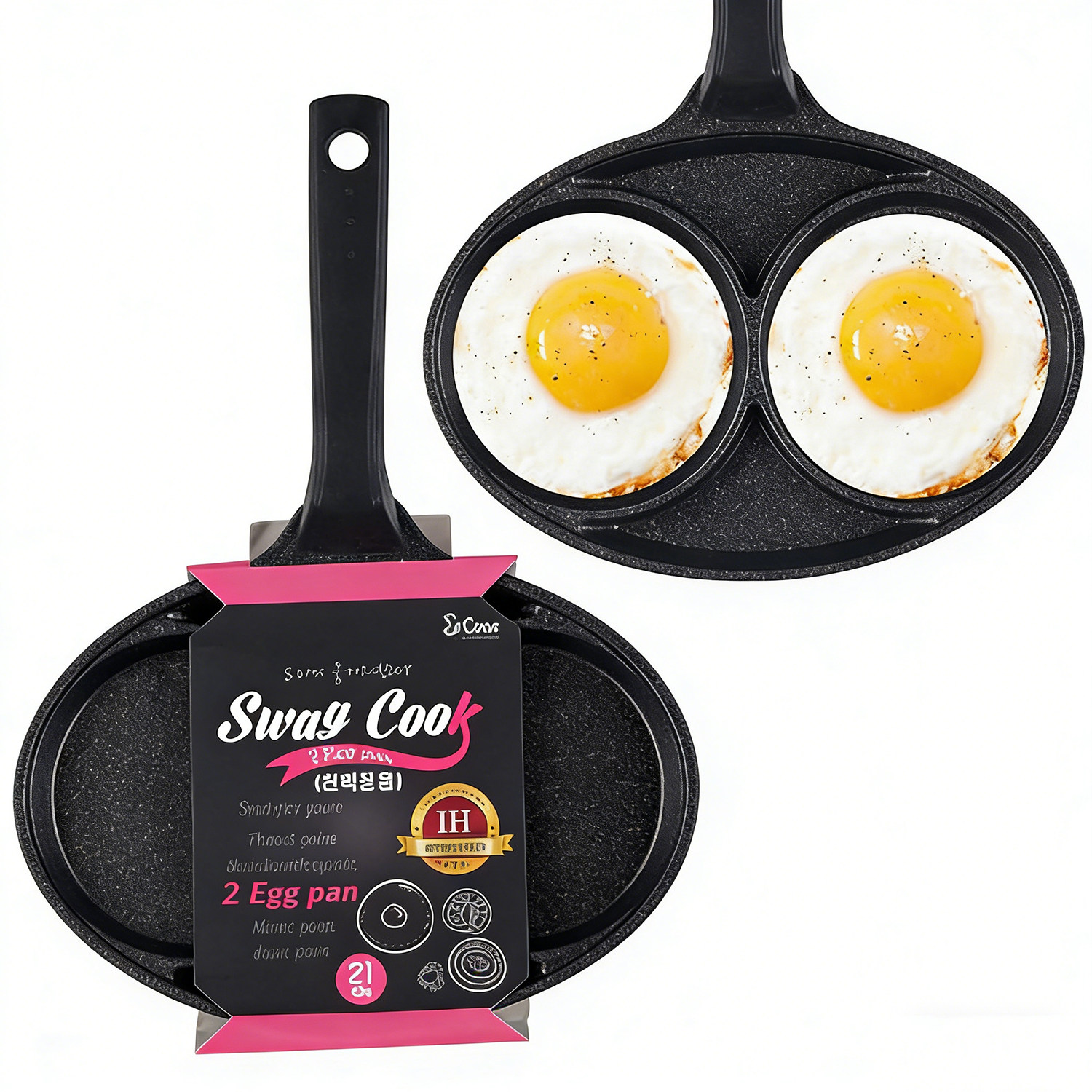 韩国进口lacena2口煎蛋锅荷包蛋双口煎鸡蛋小锅迷你煎锅电磁炉