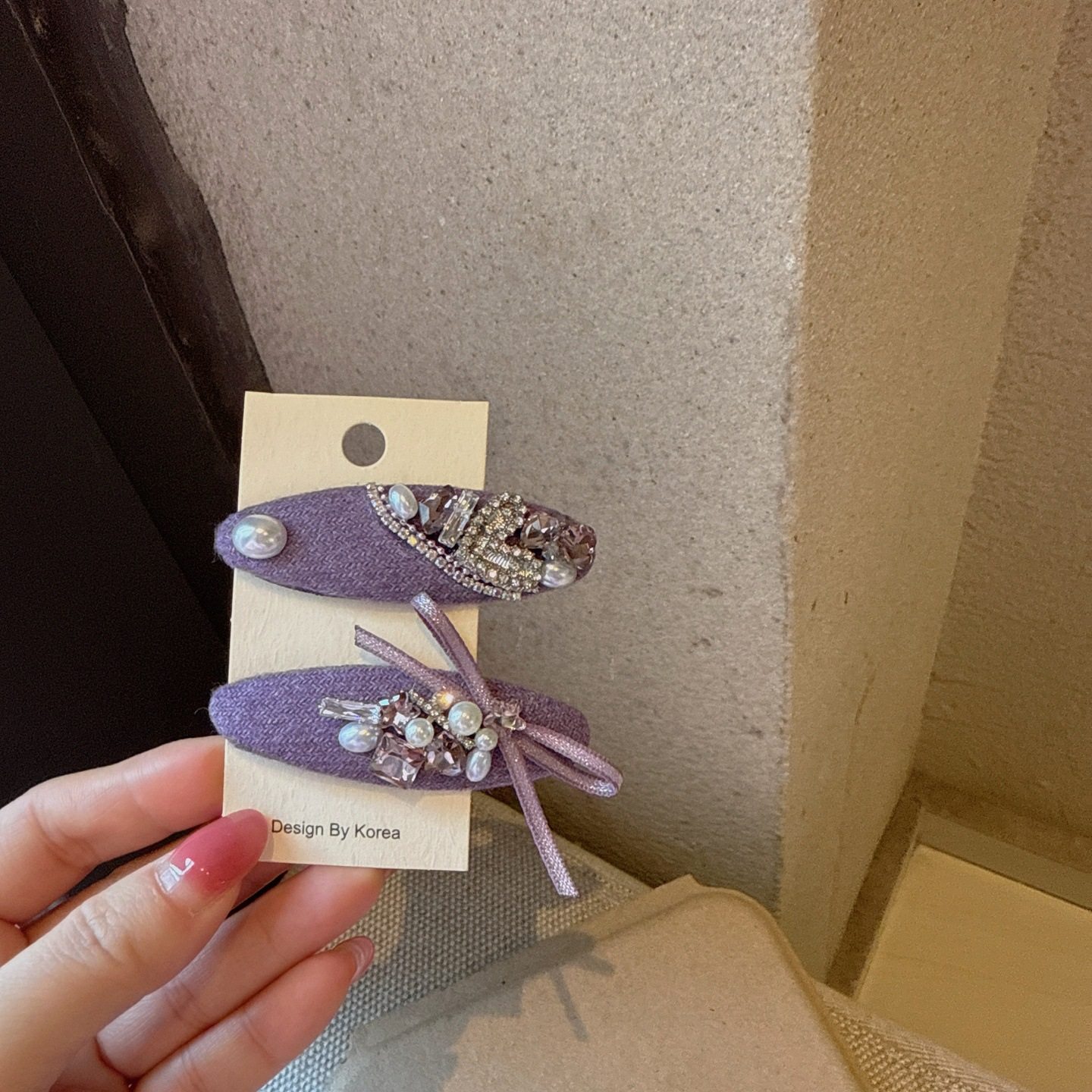 韩国新款轻奢紫色椭圆水钻蝴蝶结发夹侧边夹时尚设计感bb夹刘海夹,饰品/流行首饰/时尚饰品新,民族风发饰,淘宝优惠券,粉丝福利购,淘宝优惠卷