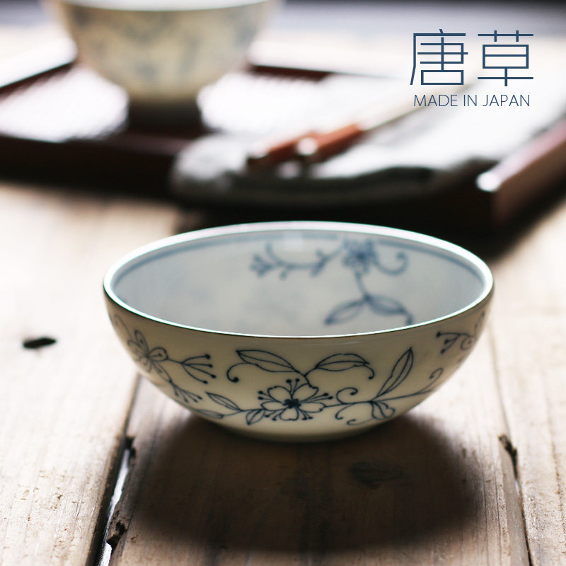 日本进口餐具陶瓷汤碗饭碗坚果饭点心碗 钵 日式釉下彩 线唐草系
