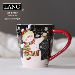 圣诞礼物 厚实可爱 圣诞雪人 出口美国LANG咖啡马克杯奶茶杯500ML