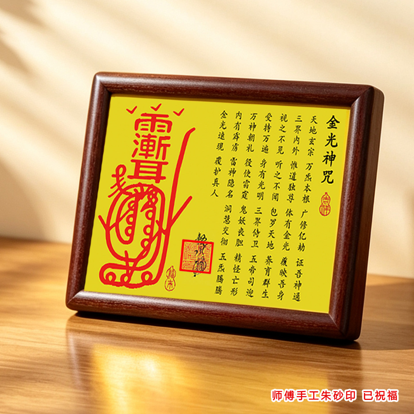 新中式道家金光咒紫薇讳摆台实木图片