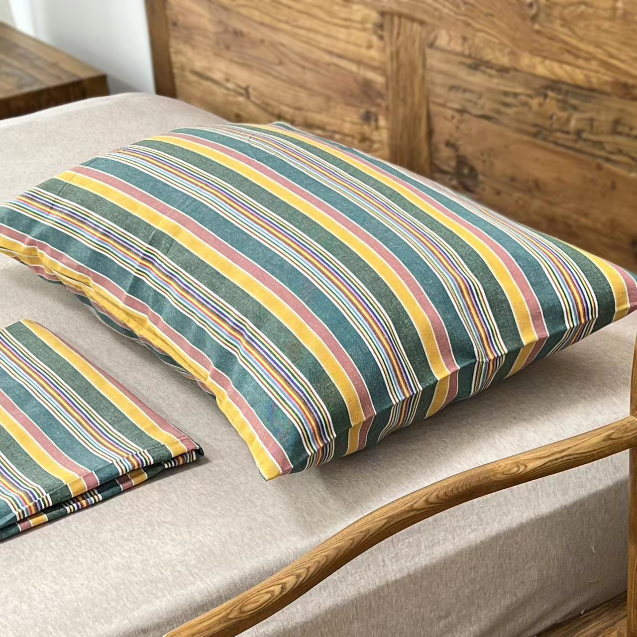 纯棉老粗布枕套一对装单人双人