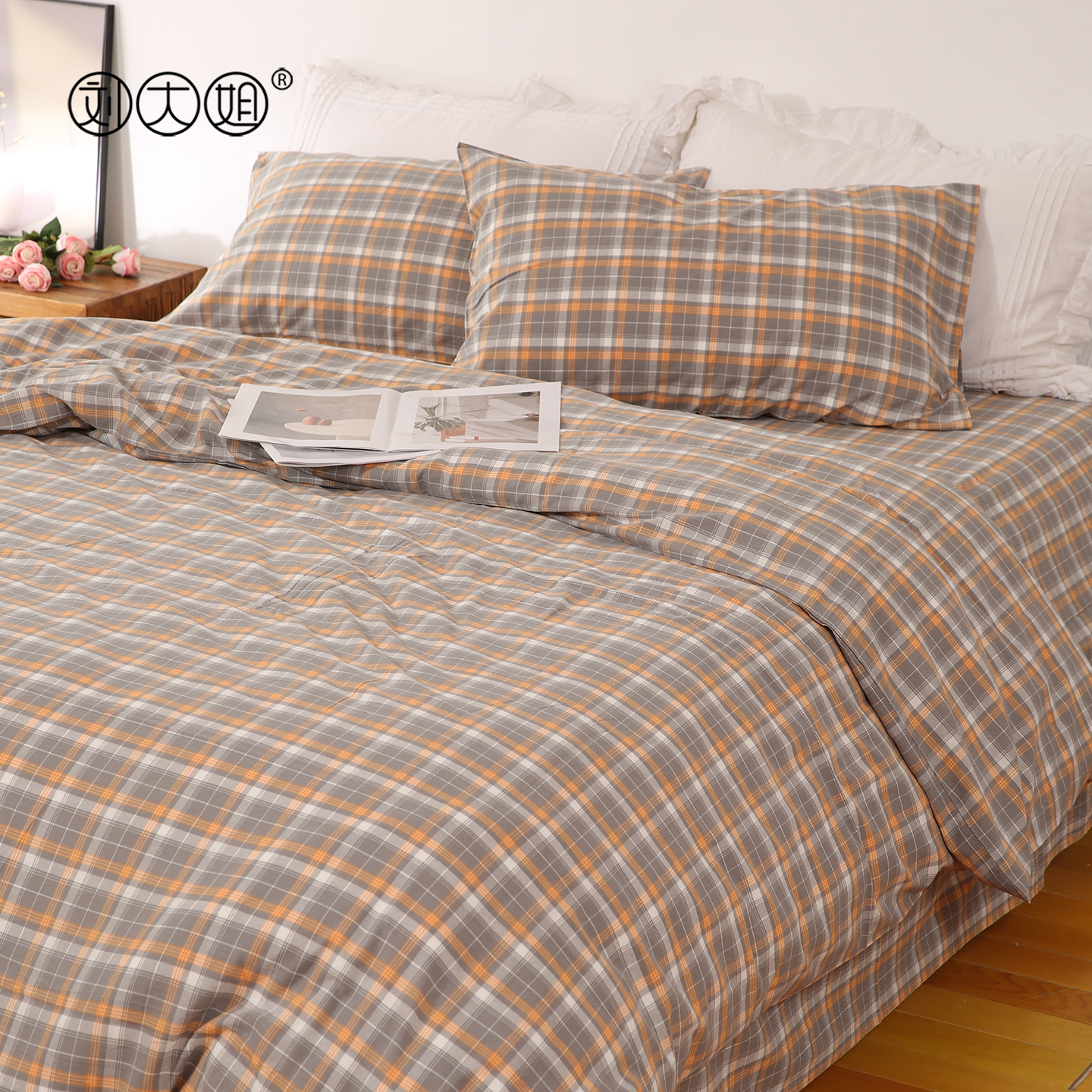 A类全棉水洗棉被套单件床单套件