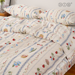 斜纹纯棉印花床单单件100全棉四季 被套单双人儿童房学生三件套4 款