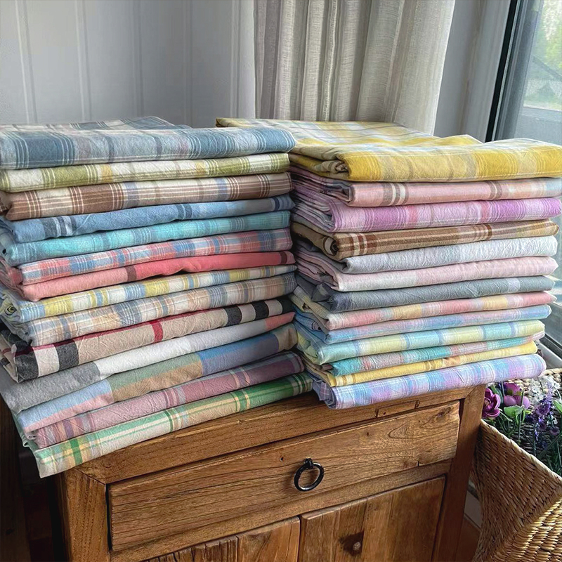 色织柔软纯棉水洗棉床单被套