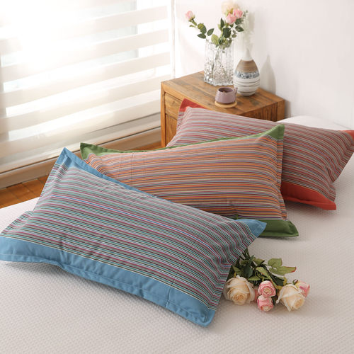 老粗布纯棉信封式枕套压边枕皮