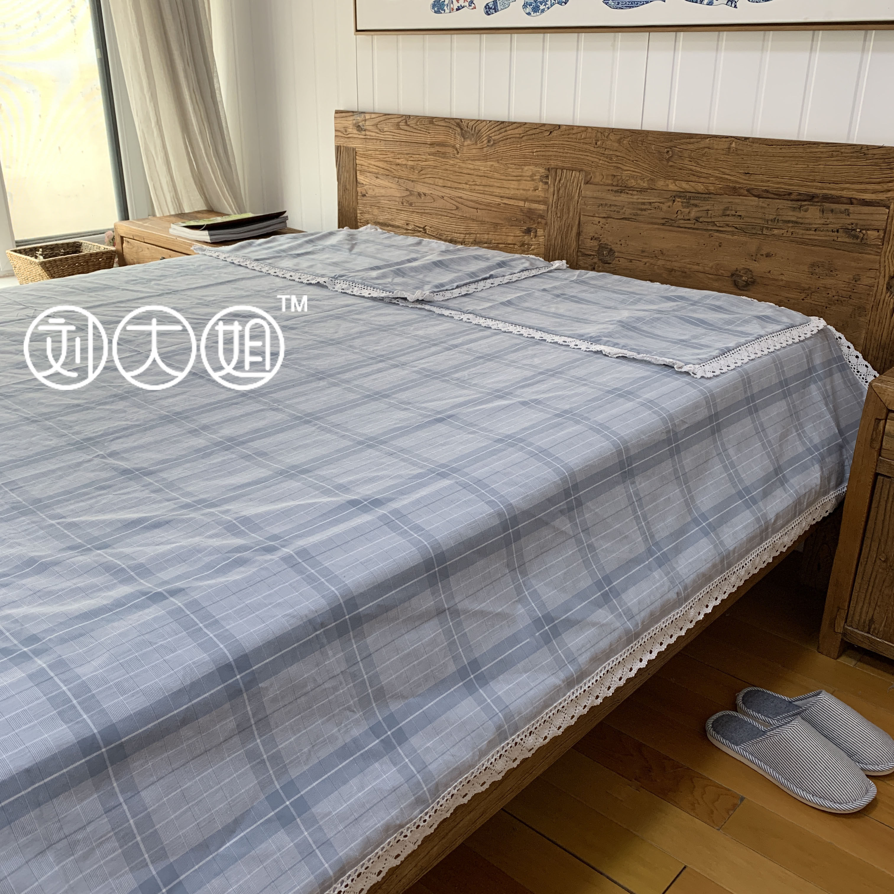 刘大姐家 加密加厚纯棉粗布花边床单 单件被套 三件套 四件套被i.