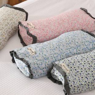 韩国碎花荞麦壳枕头新款 小蛮腰枕颈椎枕木耳边纯棉单人枕学生硬枕