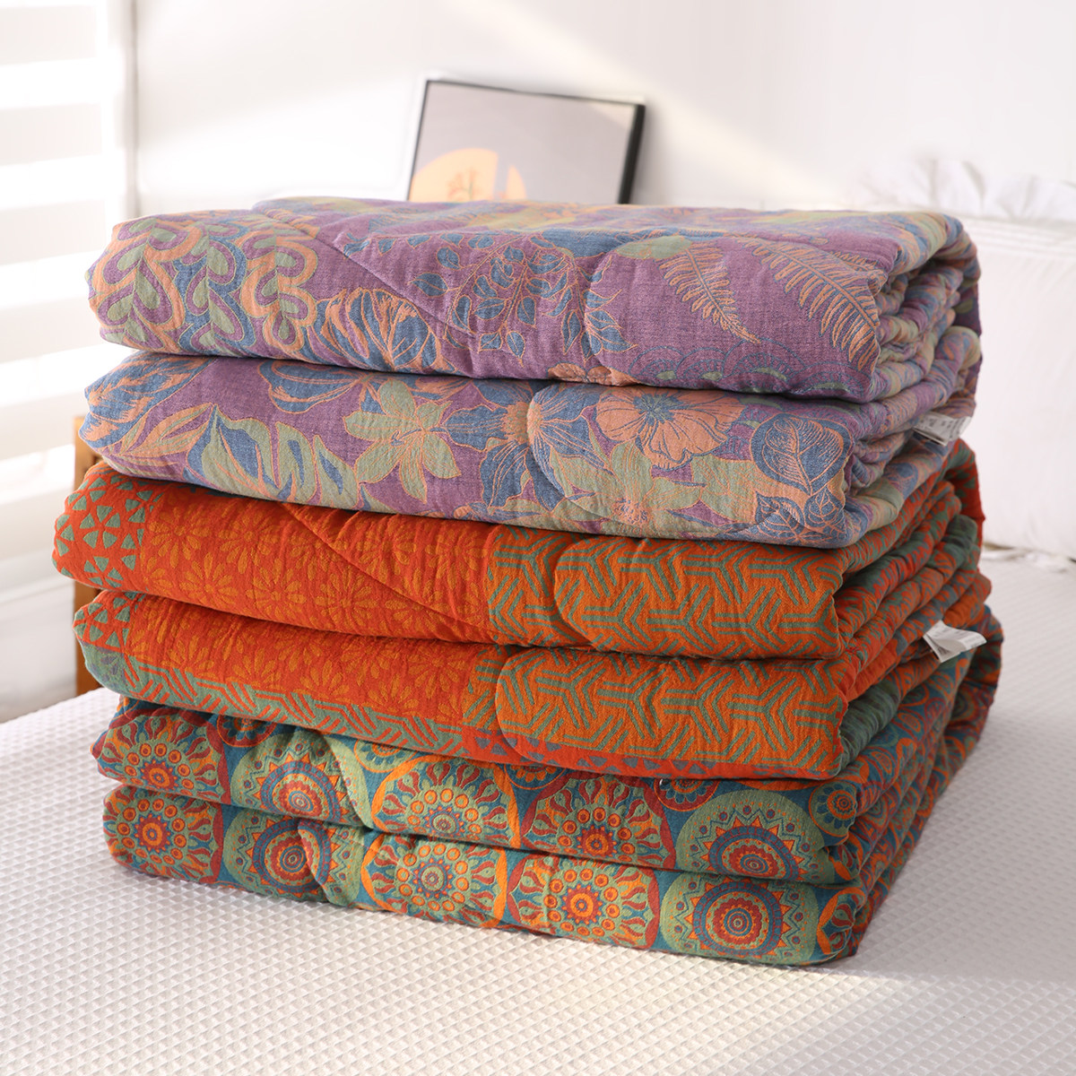 全棉双层纱棉花被子色织提花精梳棉母婴裸睡春秋冬被新疆棉花被芯,床上用品,棉花被,淘宝优惠券,粉丝福利购,淘宝优惠卷