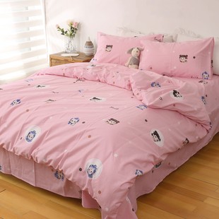可爱卡通床单被套四件套纯棉100全棉加厚斜纹儿童床品可裸睡
