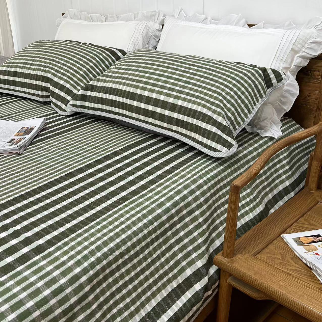 加厚纯棉老粗布床单三件套