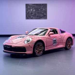 新奥仿真合金车模保时倢911Targa4S敞篷回力跑车玩具车声光模型品