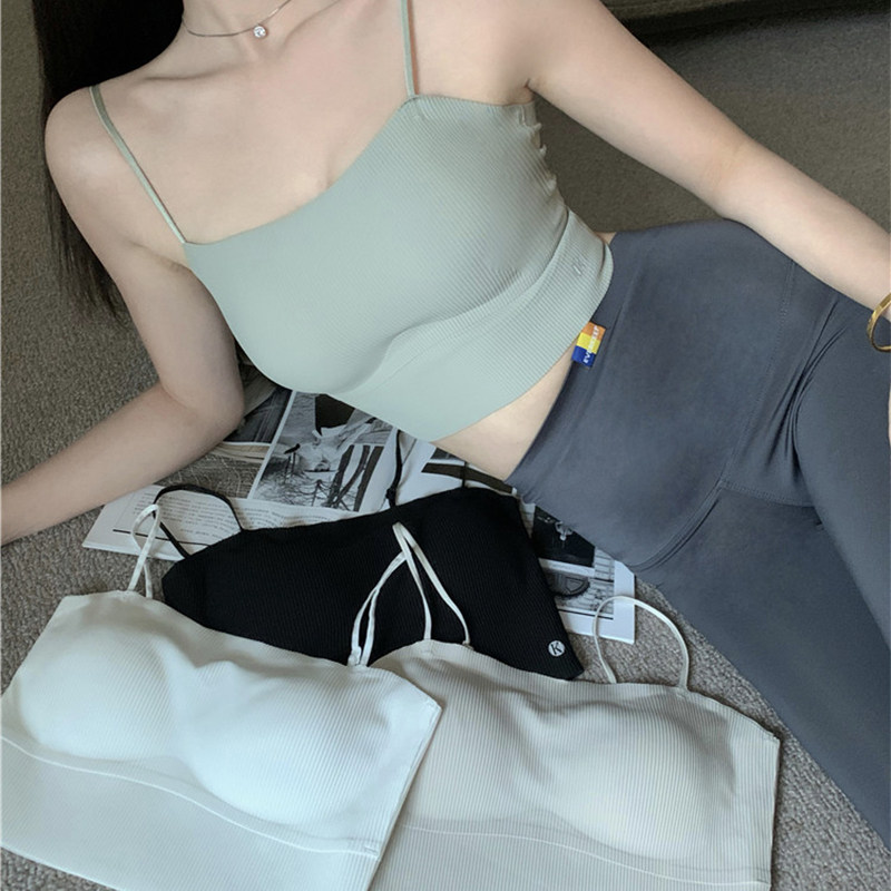 冰丝吊带背心女外穿夏季内衣一体抹胸内搭无袖打底露背带胸垫美背