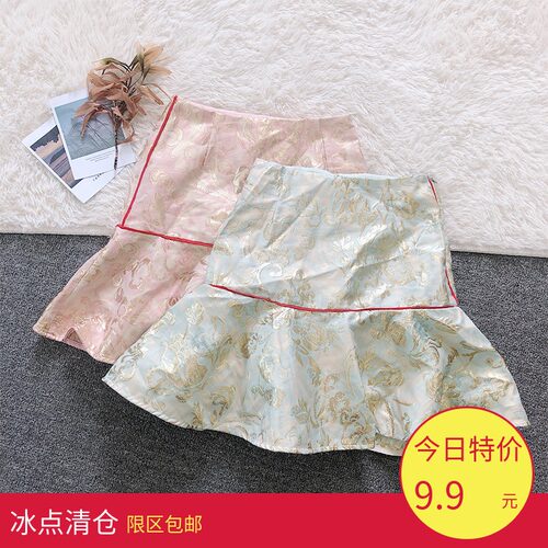 19-3 琼楼家　2026春夏宫廷风提花收腰A型荷叶边包臀半身裙短裙 - 封面