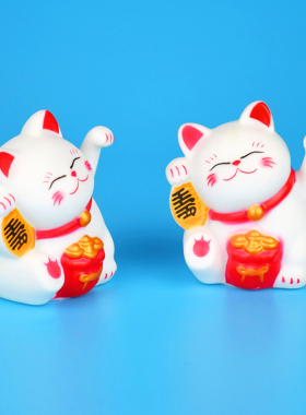 可爱招财猫搪胶公仔儿童玩具家居办公创意摆件甜品台烘焙蛋糕装饰
