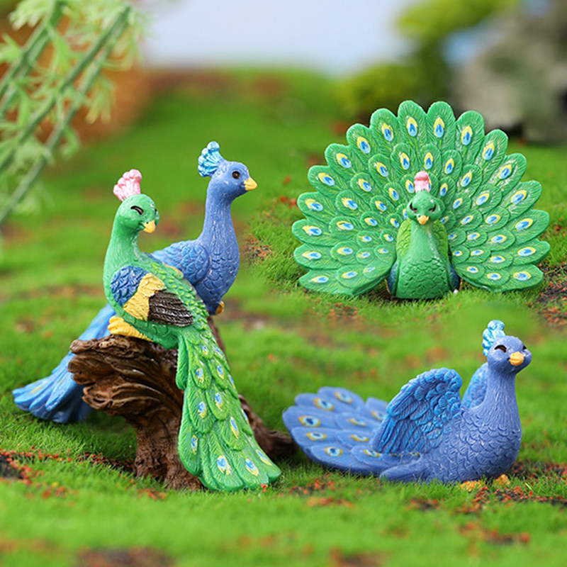 17款可爱孔雀公仔动物玩偶汽车内桌面书柜摆件创意烘焙蛋糕装饰品