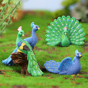 17款可爱孔雀公仔动物玩偶汽车内桌面书柜摆件创意烘焙蛋糕装饰品