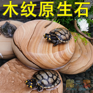 鱼缸造景石乌龟缸晒台晒背台天然木纹原生石装饰底砂石材发色石头