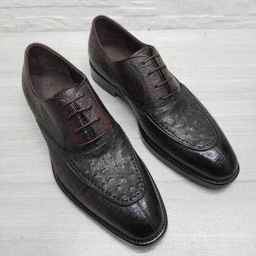 鸵鸟皮男鞋固特异商务