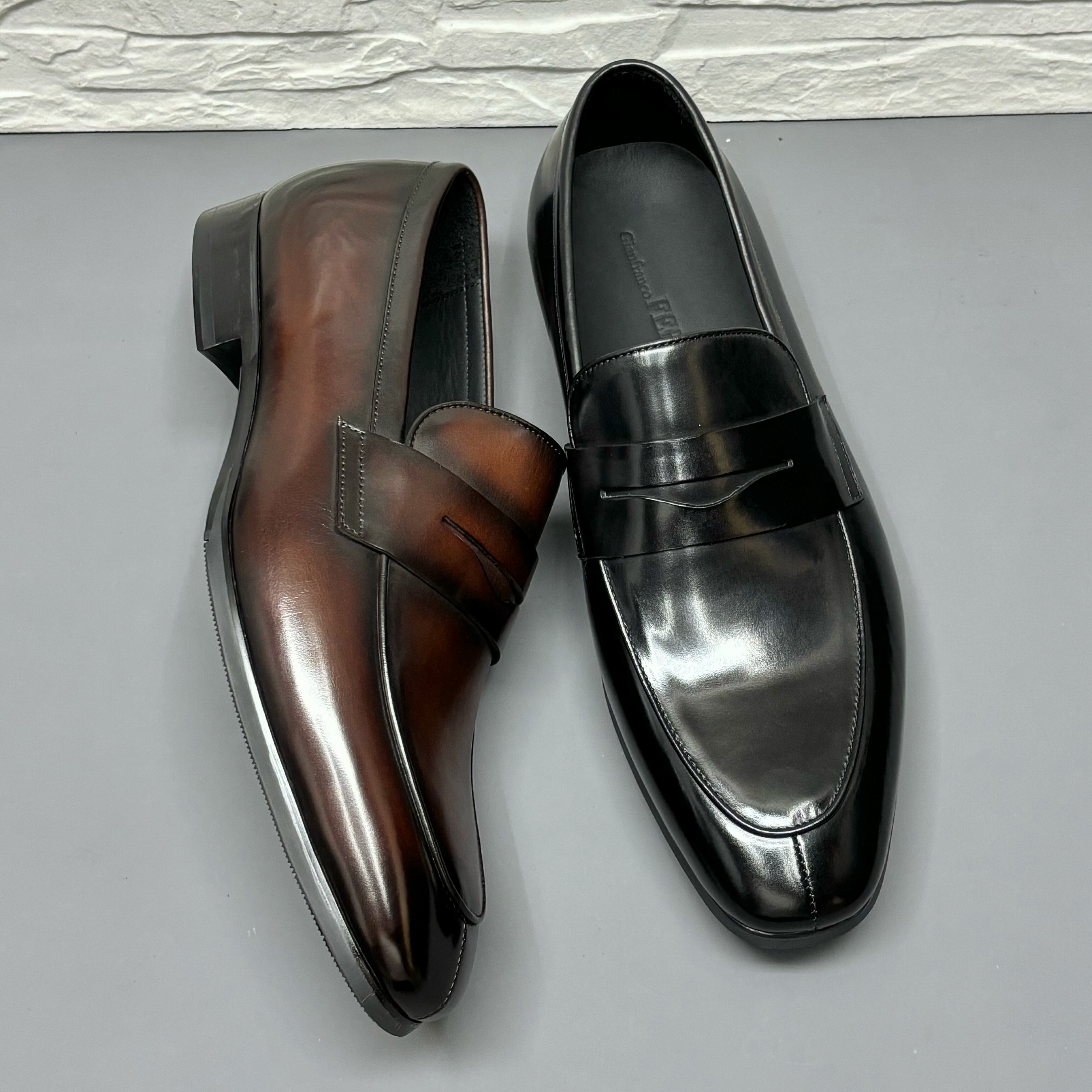 意大利进口胎牛皮鞋一脚蹬乐福鞋