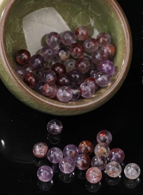 7A天然紫色水晶散珠单颗水晶圆珠diy手链项链串珠饰品配件圆珠子
