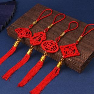 新年幸福平安木牌挂件流苏穗子 仪式用品木牌小灯笼盆景树上挂饰